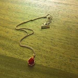 Kendra Scott red teardrop gem necklace.